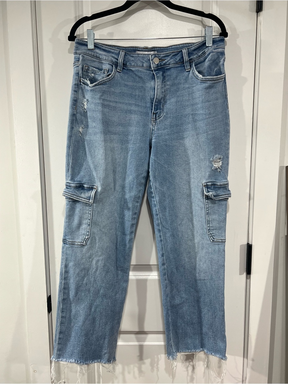 Lovervet Light Blue Straight-Leg Cargo Denim Jeans